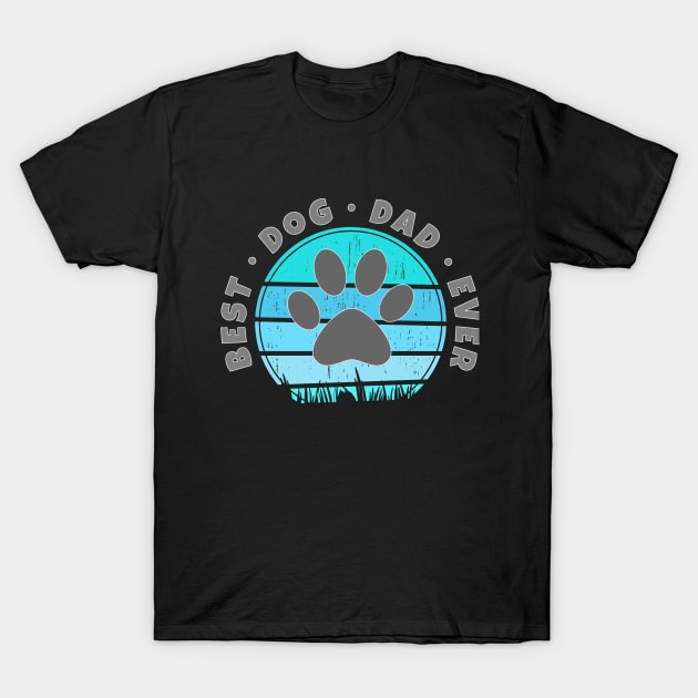 Best Dog Dad Ever Retro Sunset Vector v.4 T-Shirt by RamoryPrintArt